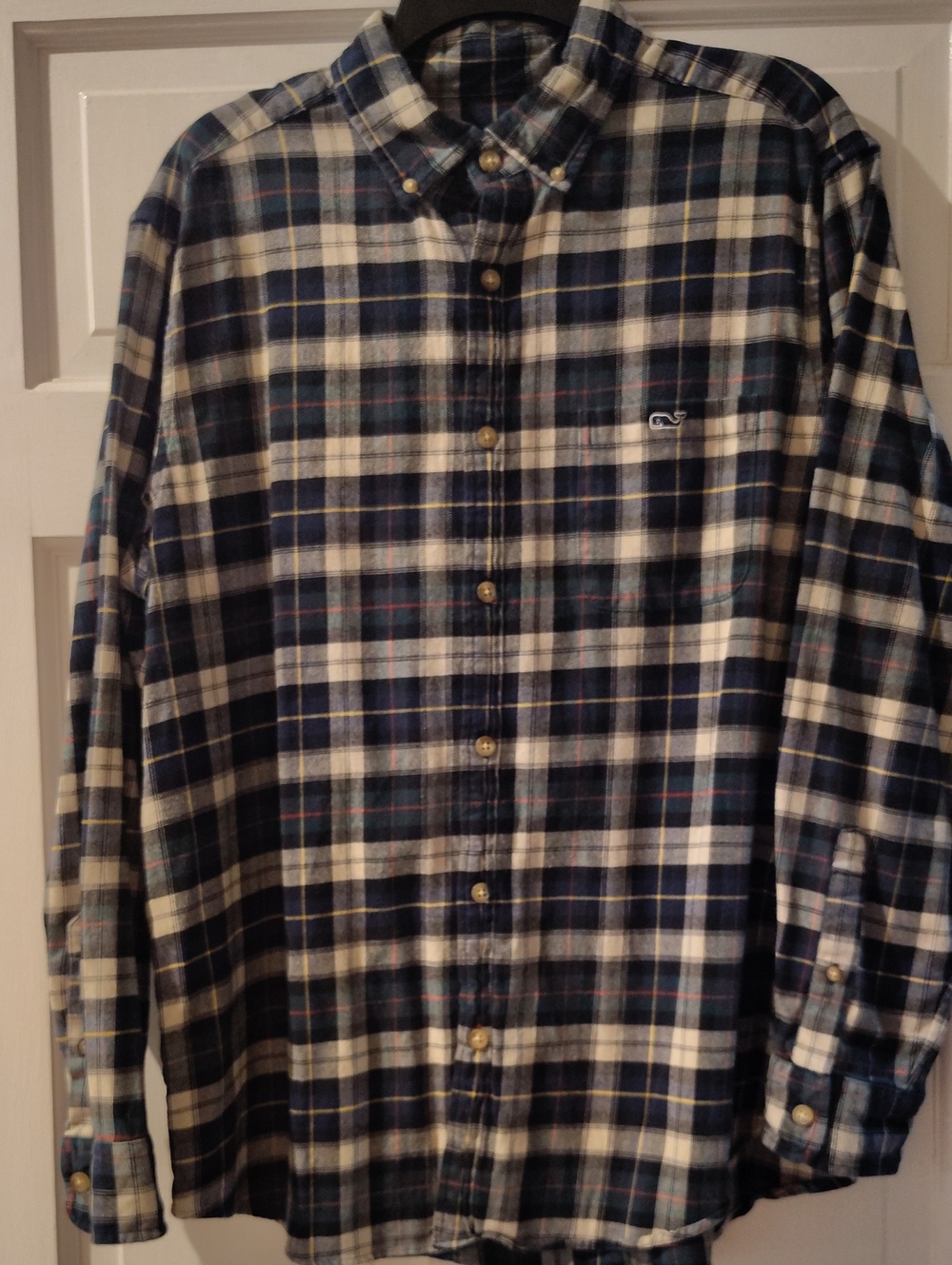 Vineyard Vines Navy and White Plaid Button-Down Shirt
